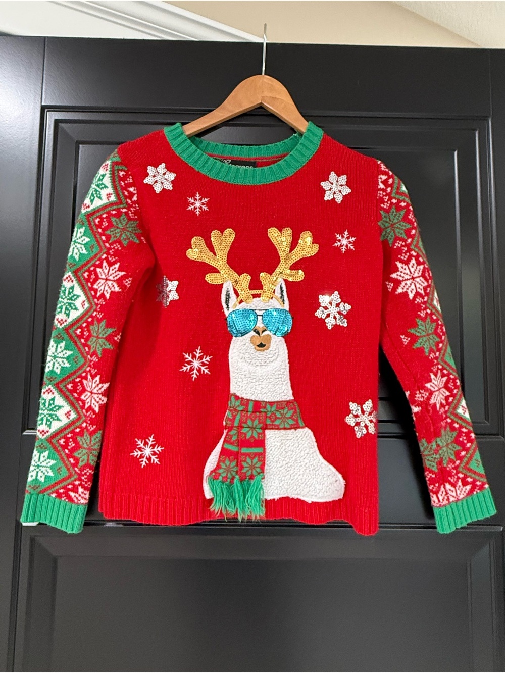 32 Degrees Red Sweater with Green Trim